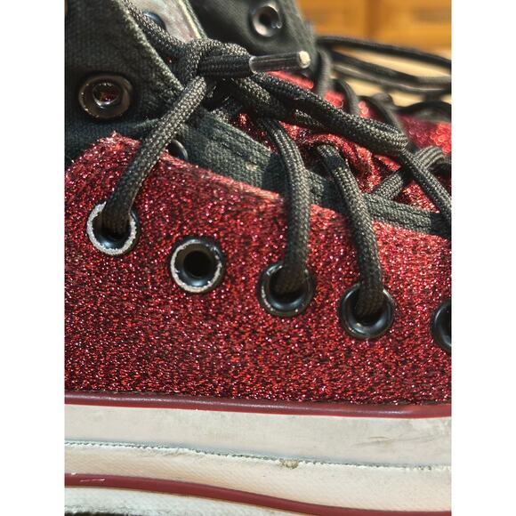 Vtg Converse Chuck Taylor All Star Glitter High Top Shoes Women’s 7 Men’s 5 Red - Picture 10 of 10
